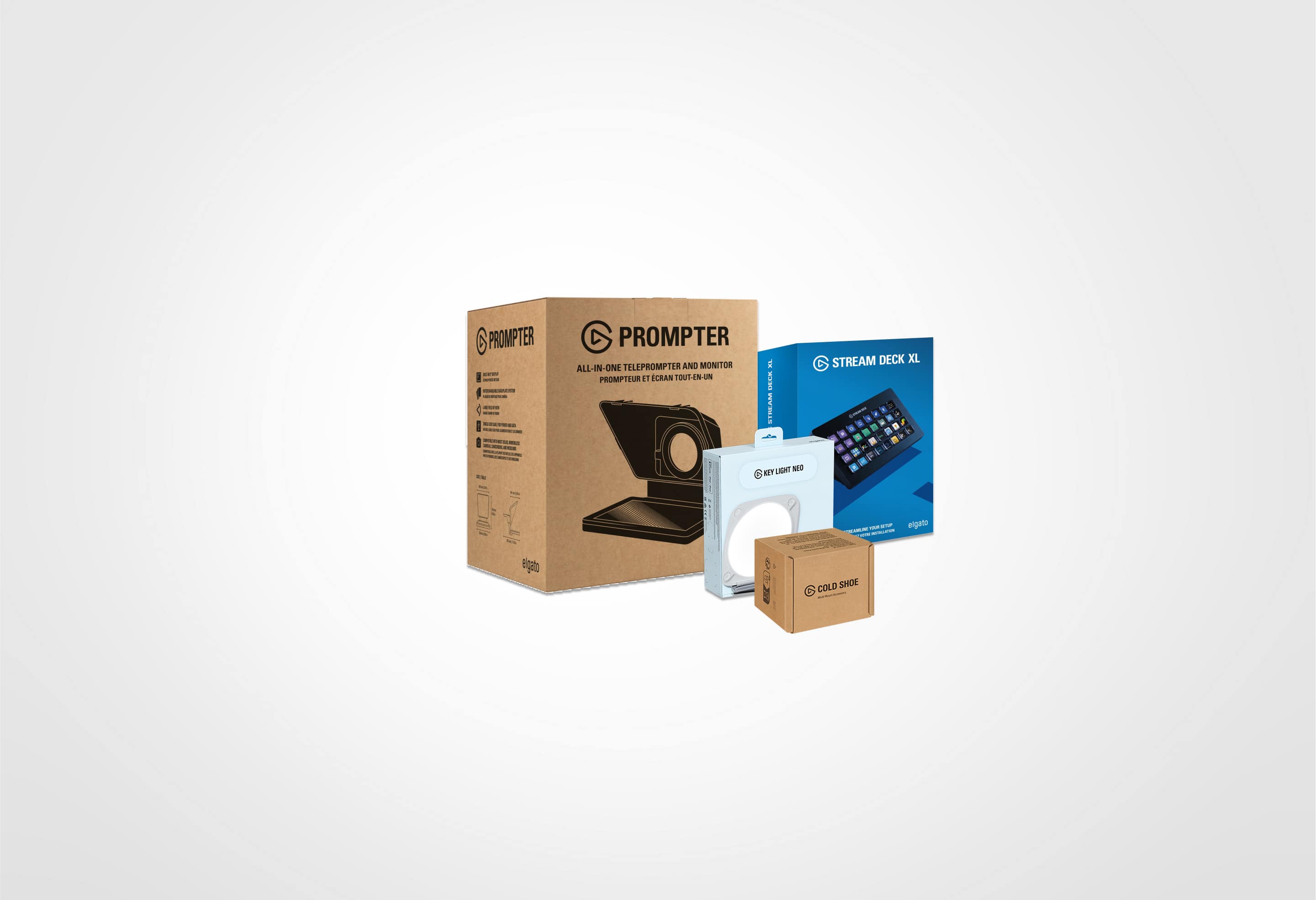 Prompter and Stream Deck XL Bundle + Key Light Neo (White, without